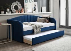Velvet Upholstered Fabric Finish Day Bed in Blue 1